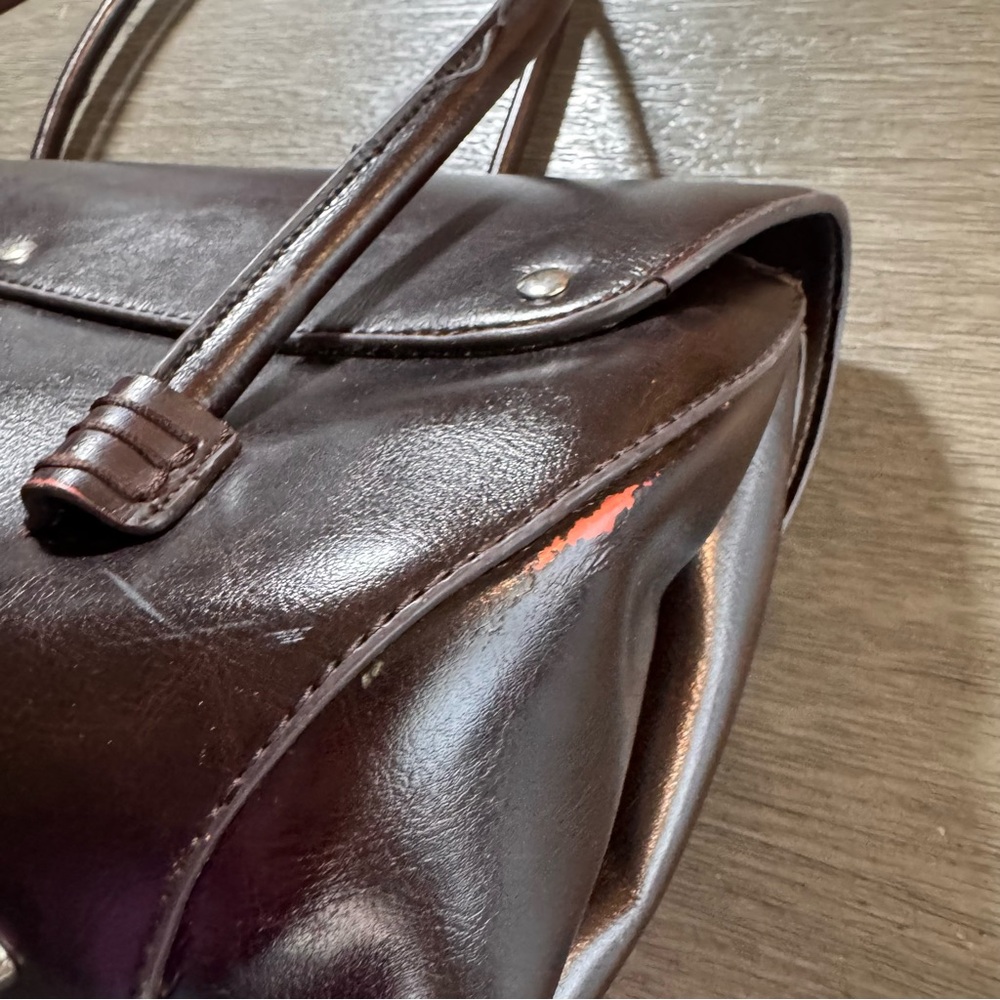 Vintage Baguette Purse Cherry Black Red Leather Shoulder Bag - Picture 8 of 12